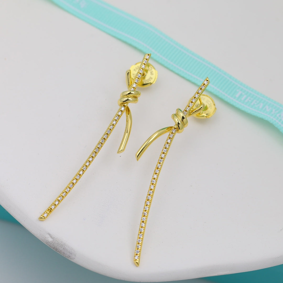 18K Tiffany & Co. Knot Drop Diamonds Earrings