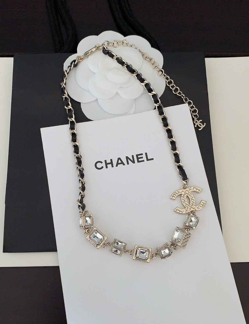 18K Chanel Square Crystal Choker Necklace
