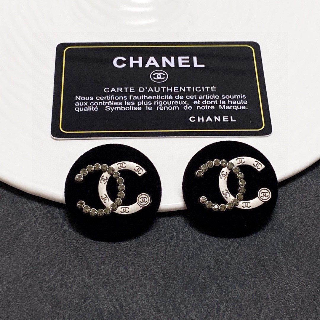 18K Chanel Black Resin Circle Earrings