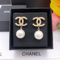 18K Chanel Pearl Drop Earrings
