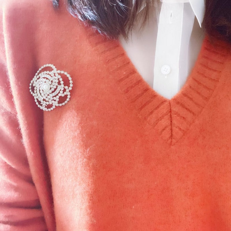 18K Chanel Camellia Pearl Brooch