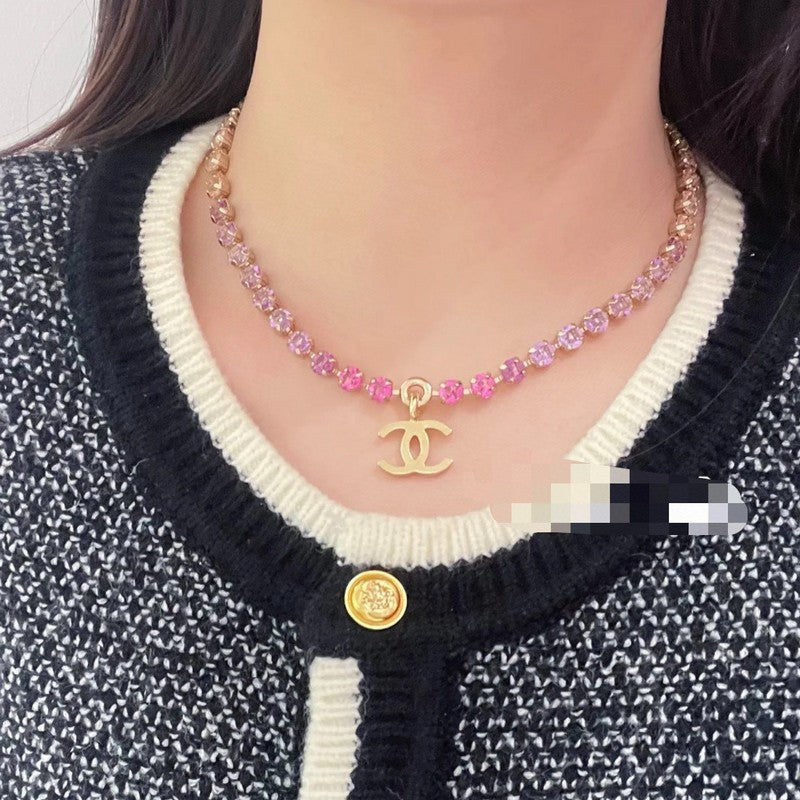 18K Chanel Pink Crystal Necklace