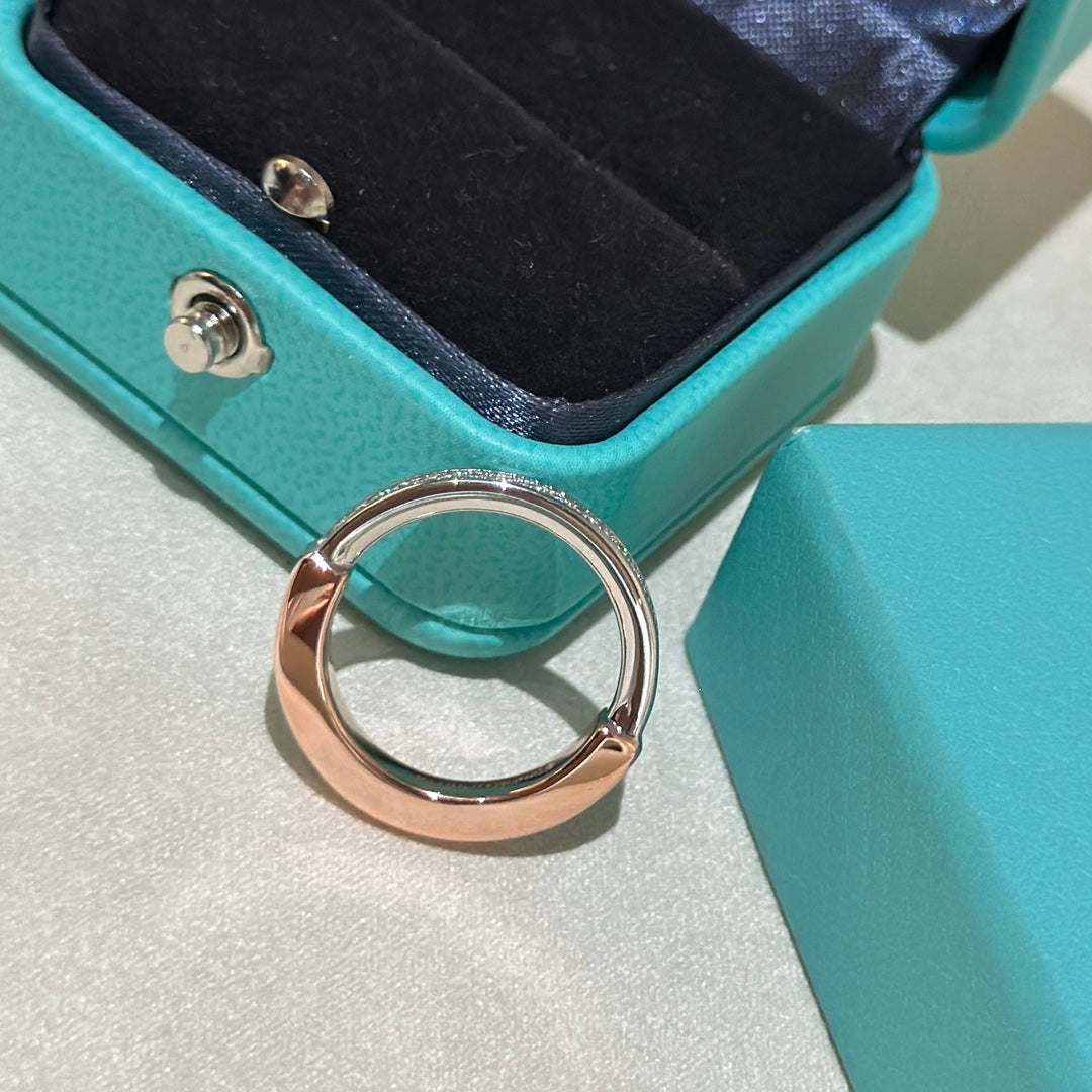 18K Tiffany & Co. Lock Diamond Rose Gold Ring