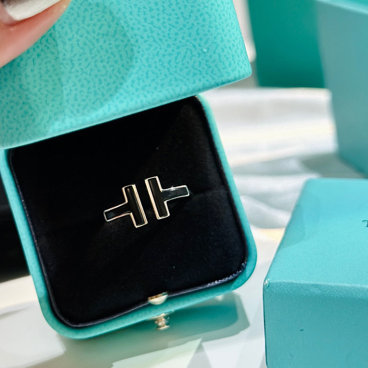 18K Tiffany & Co. Black Onyx Wire Ring
