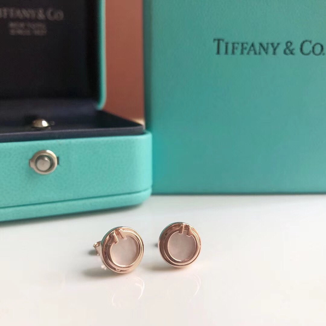 18K Tiffany & Co. Mother-Of-Pearl Circle Earrings