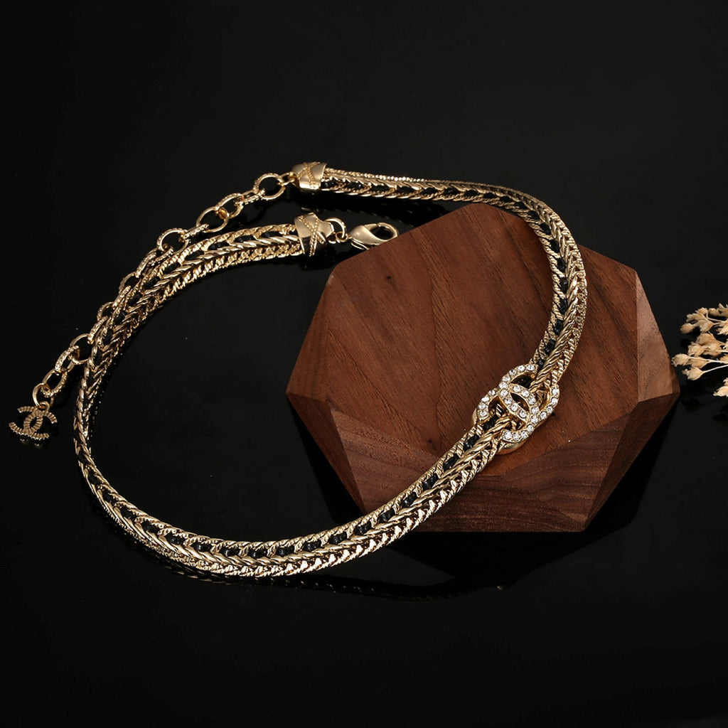 18K Chanel Strass Chain Choker Necklace