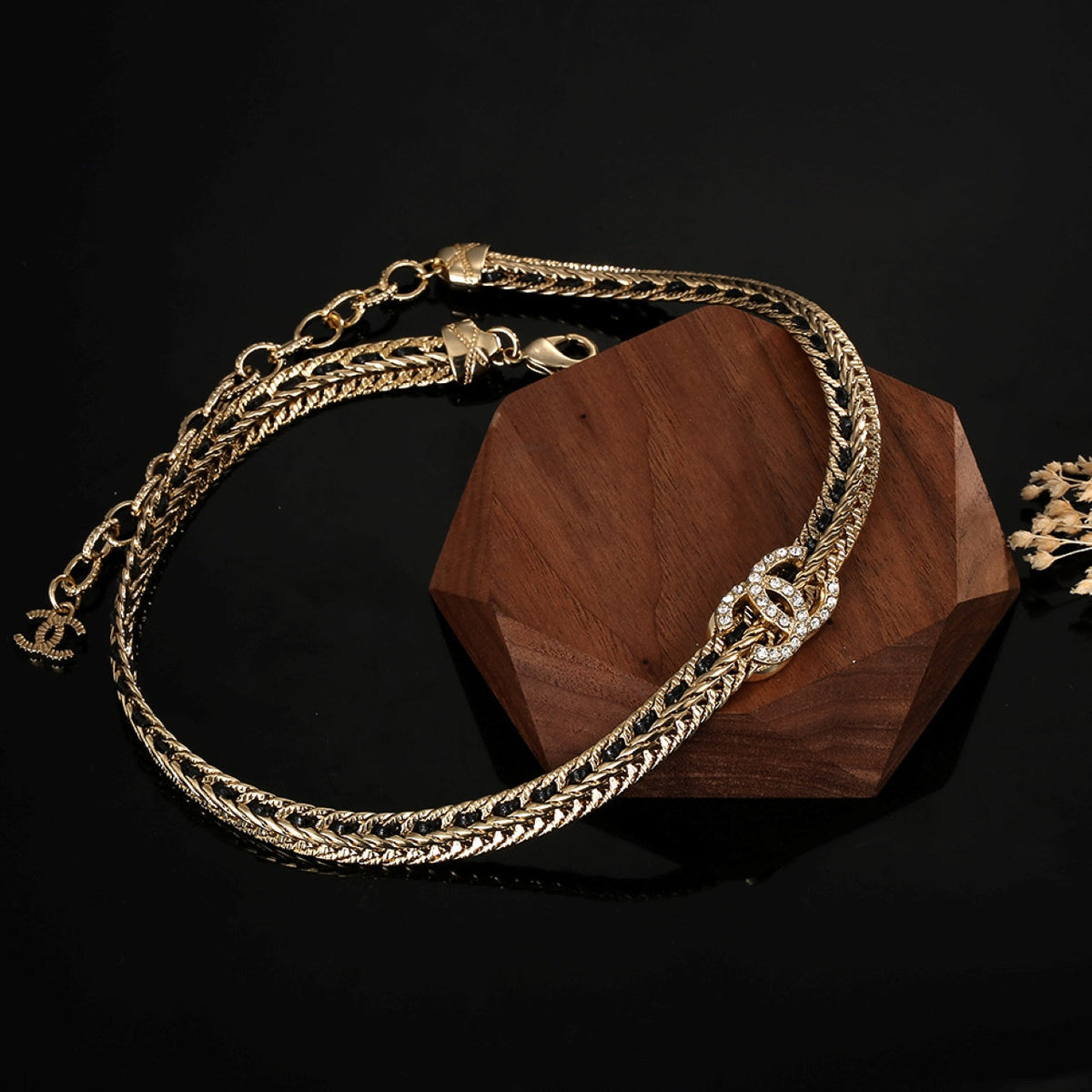 18K Chanel Strass Chain Choker Necklace