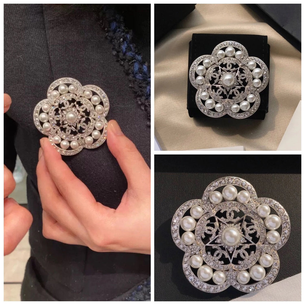 18K Chanel Camellia Pearls Brooch