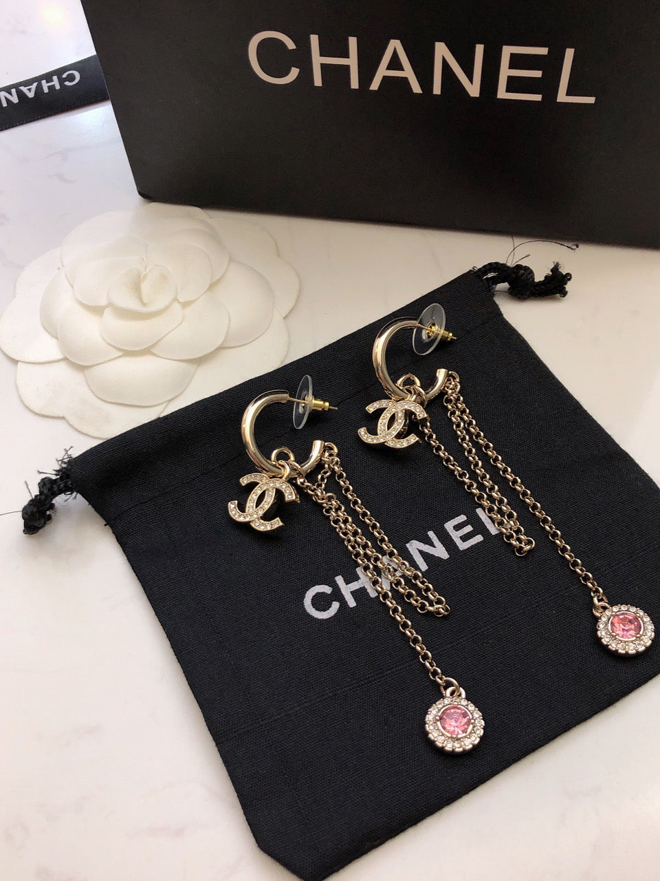 18K Chanel Tassel Crystals Earrings