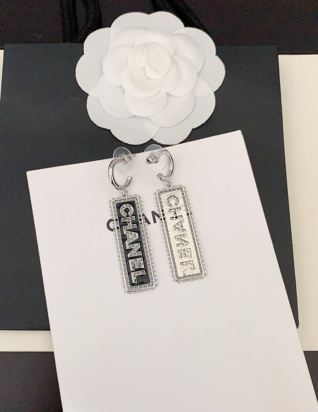 18K Chanel Typo Drop Earrings