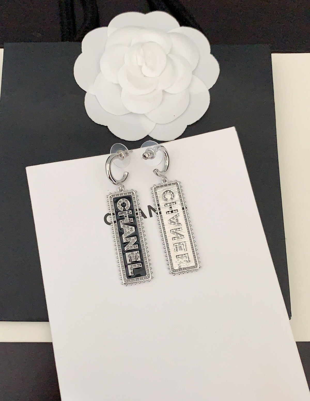 18K Chanel Typo Drop Earrings