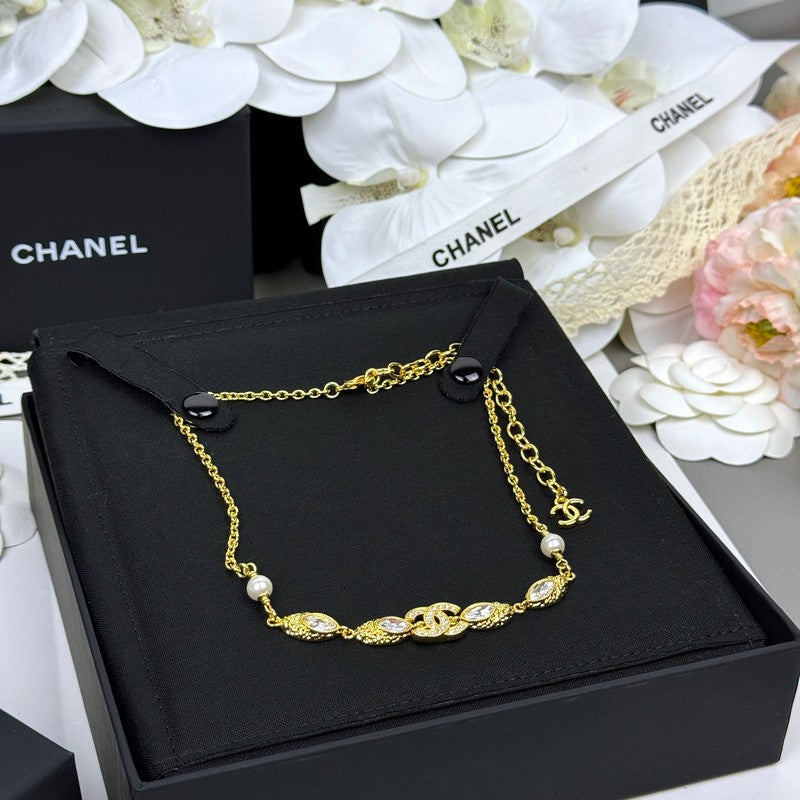 18K Chanel 26C Crystal Gold Necklace