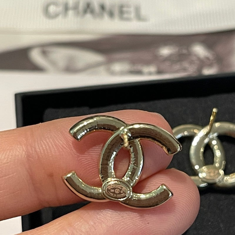 18K Chanel 26C Black Gold Diamond Earrings