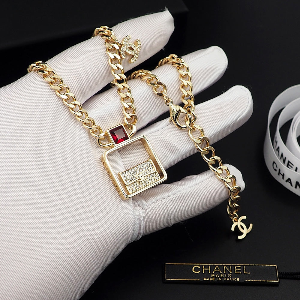 18K Chanel Red Bag Pendant Necklace