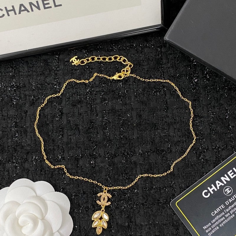 18K Chanel Flower Crystal Necklace