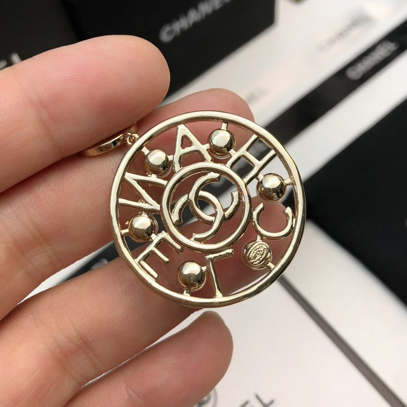 18K Chanel Circle Pearl Pendant Earrings
