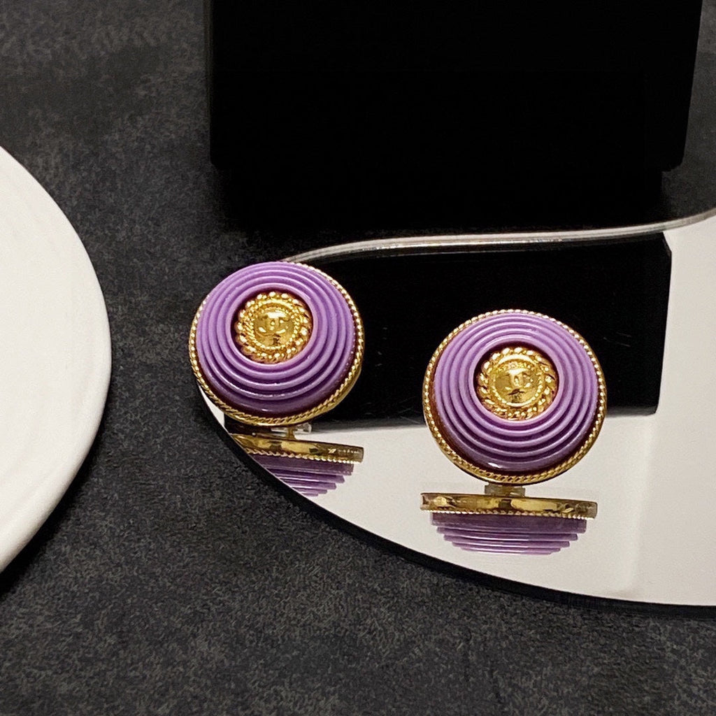 18K Chanel Purple Resin Earrings