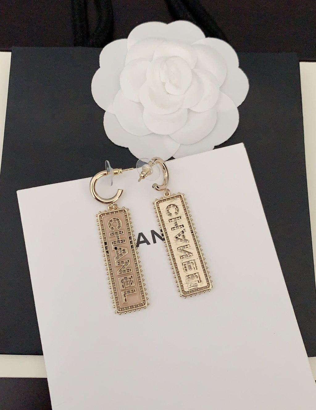 18K Chanel Typo Drop Earrings