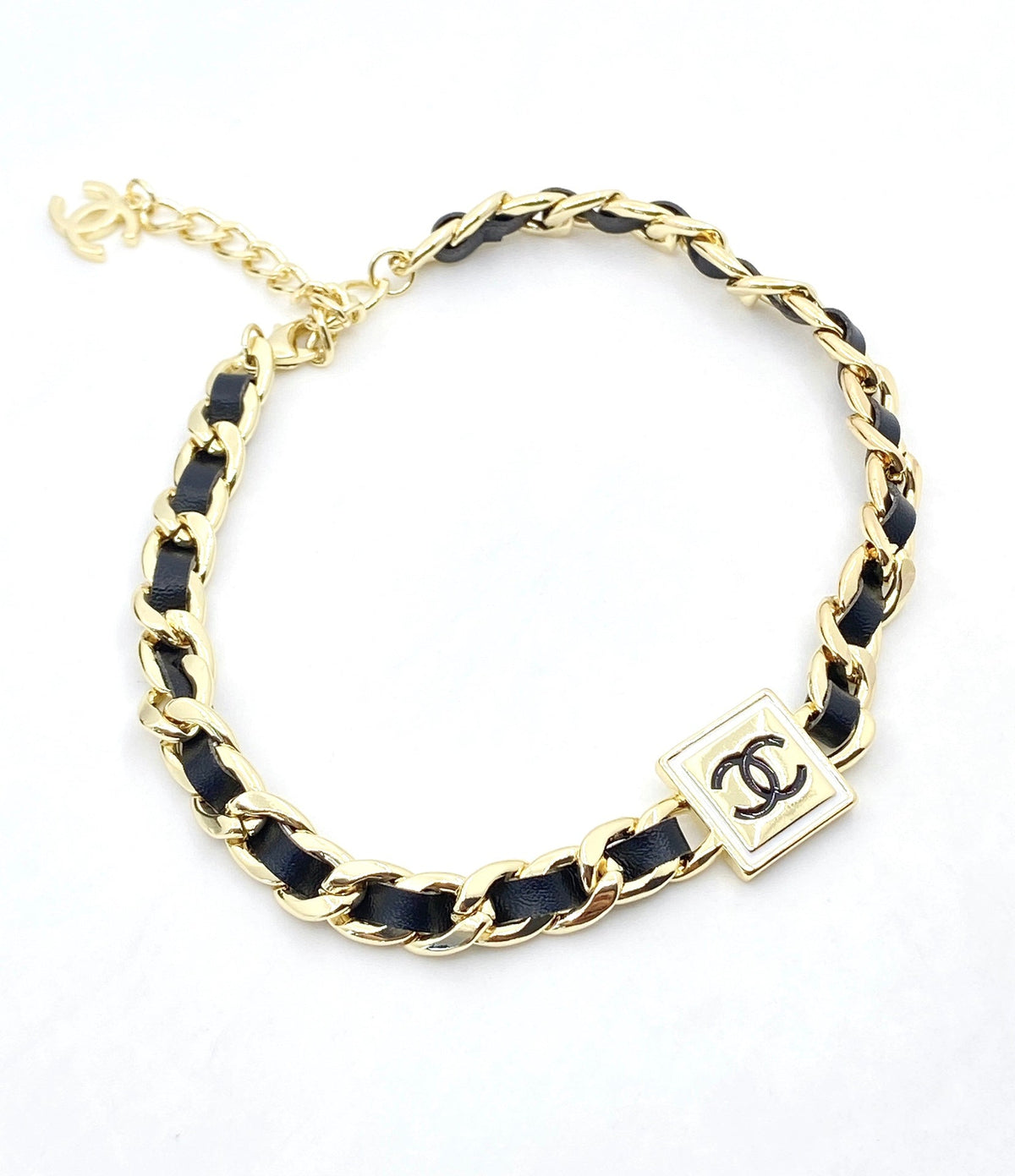 18K Chanel Leather Necklace