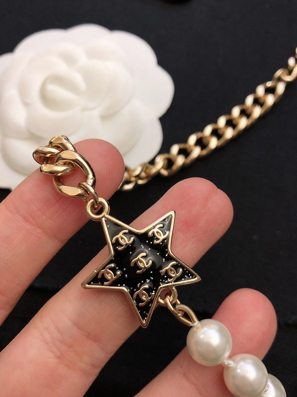 18K Chanel Star Pearls Necklace