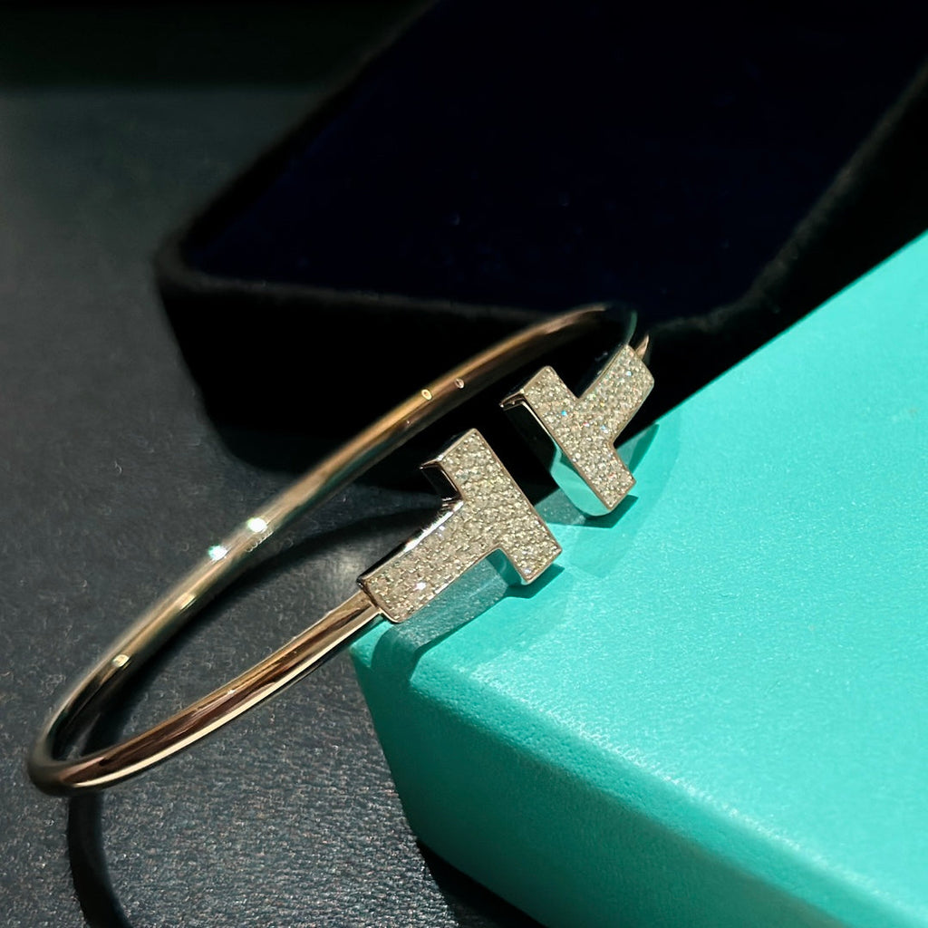 18K Tiffany & Co. Wide Diamond Wire Bracelet