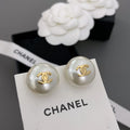 18K Chanel Pearl Gold Round Earrings