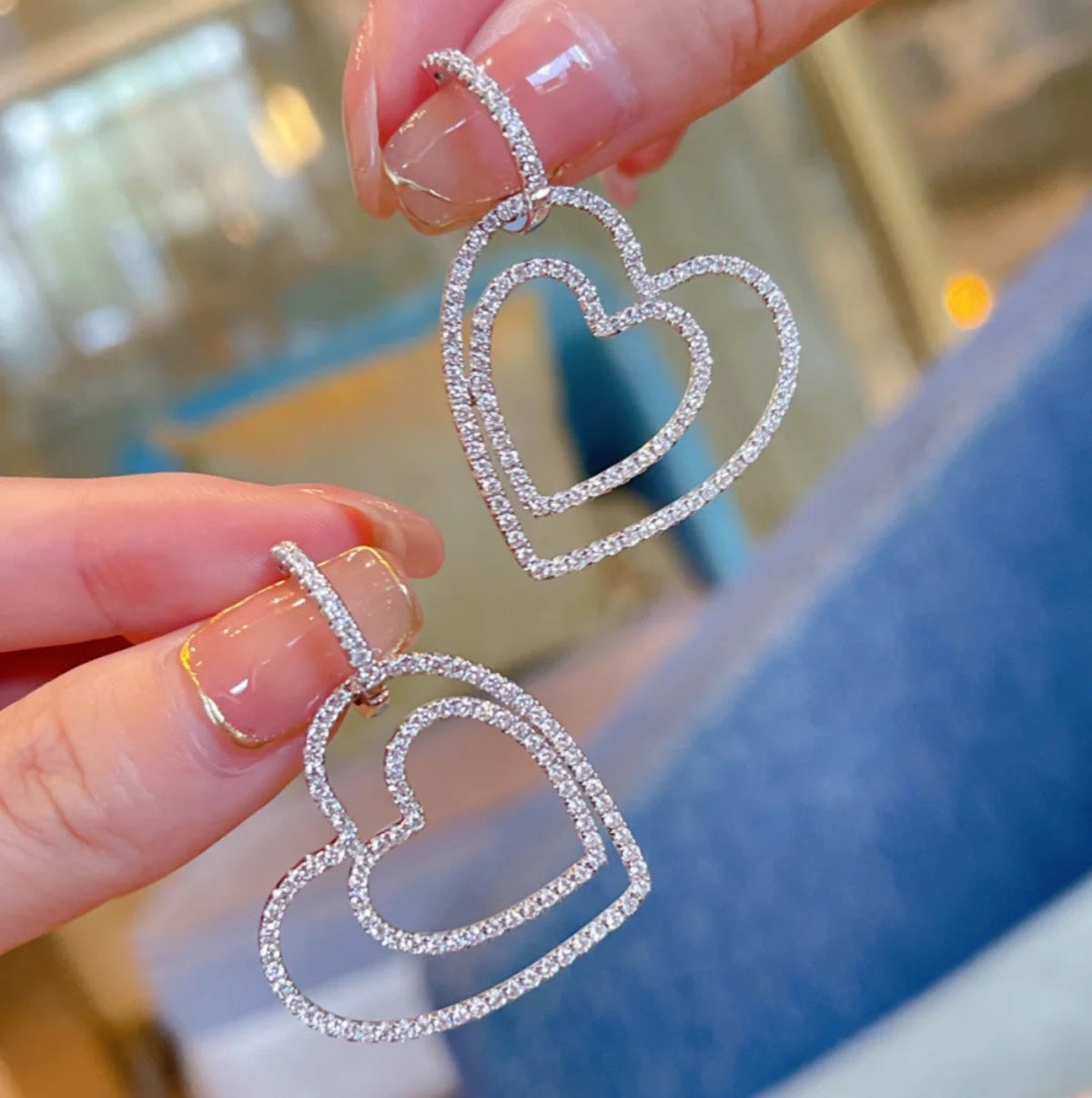18K Tiffany & Co. Double Heart Diamond Earrings