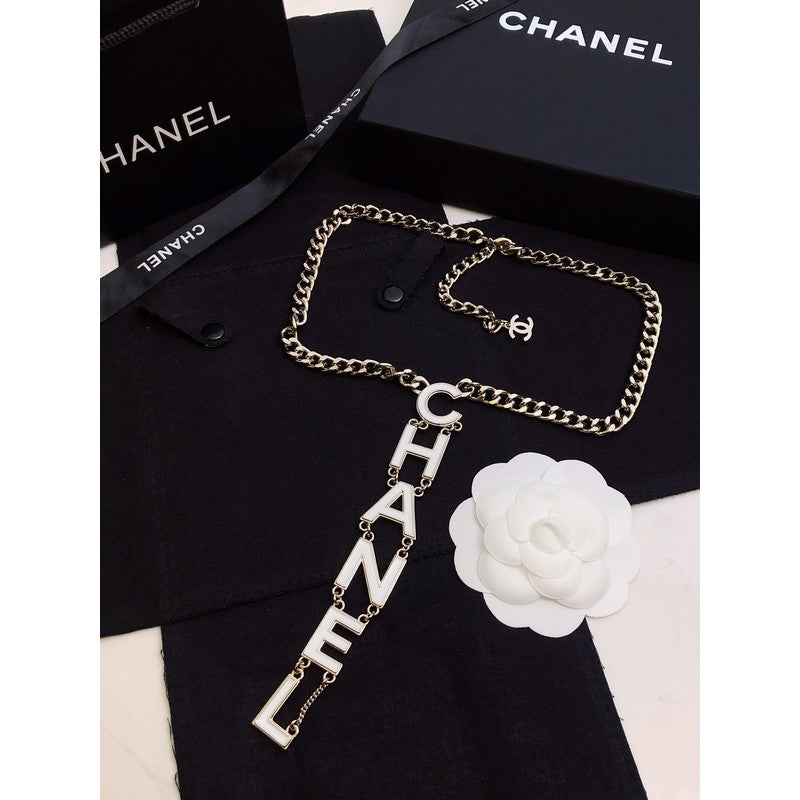 18K Chanel 22S Big White Logo Necklace