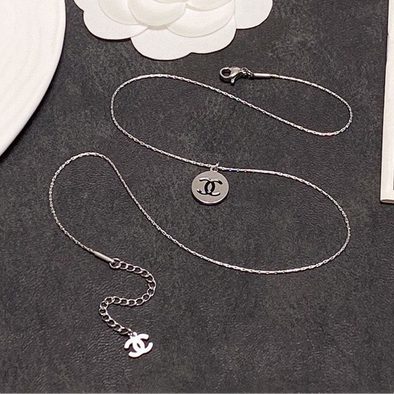18K Chanel Round Logo Necklace