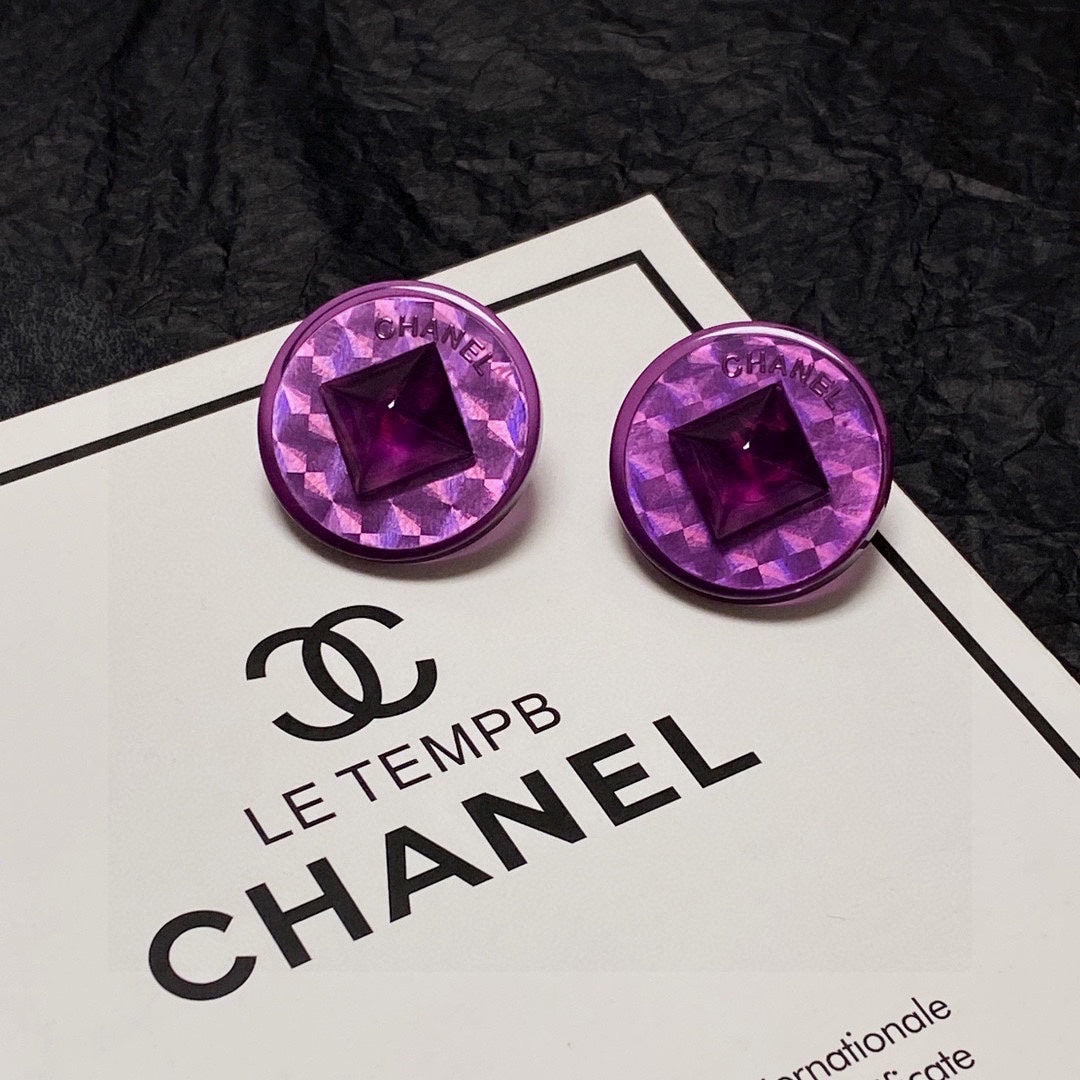 18K Vintage Chanel Purple Earrings
