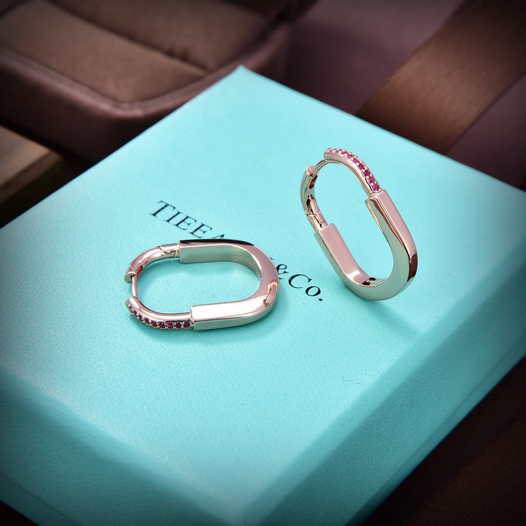 18K Tiffany & Co. Lock Diamonds Medium Earrings