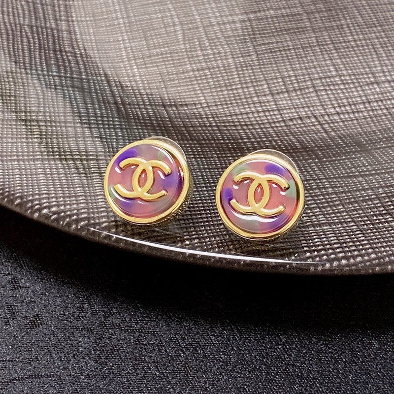 18K Chanel Colorful Round Earrings