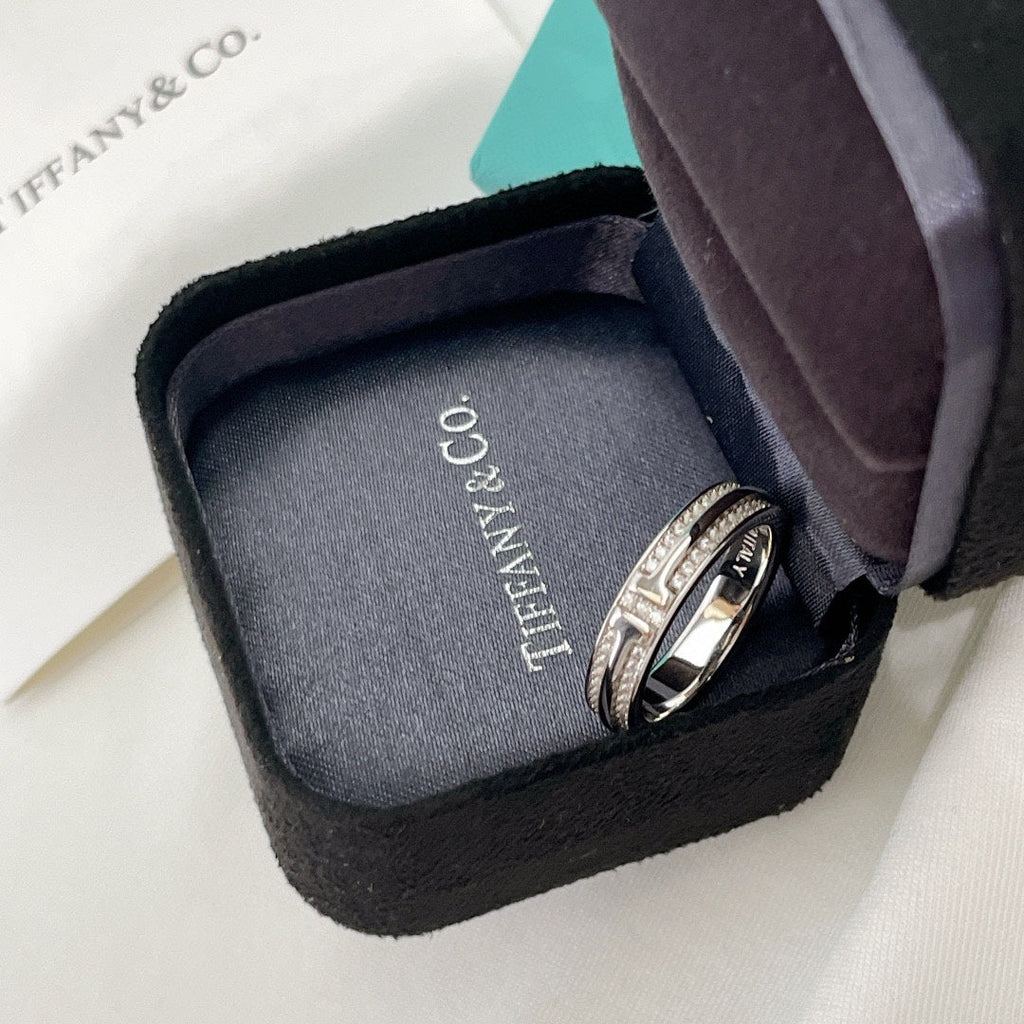 18K Tiffany & Co. Narrow Pave Diamond Ring