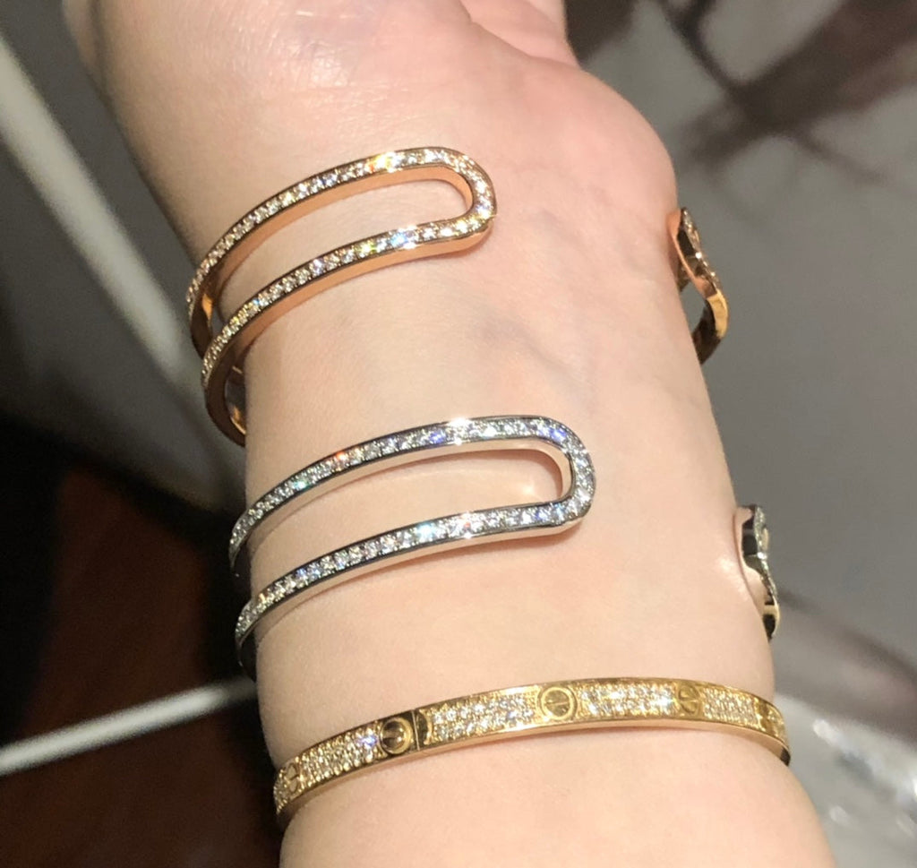 18K Ever Chain D¡¯ancre Cuff Diamond Hermès Bracelet