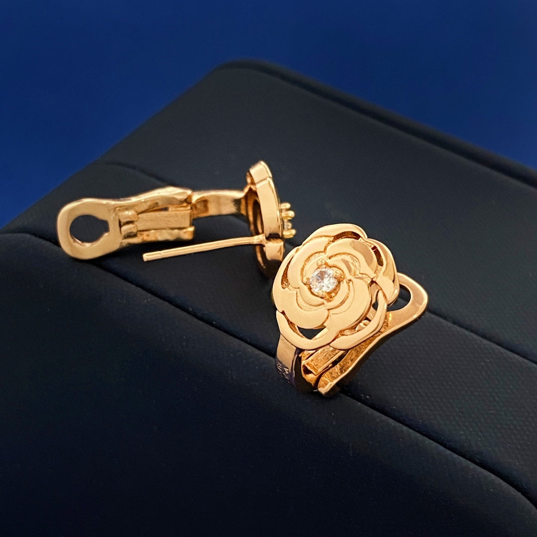 18K Chanel Camellia Earrings