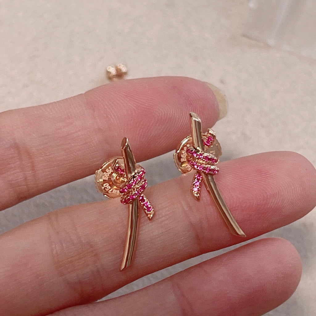 18K Tiffany & Co. Knot Pink Diamonds Earrings
