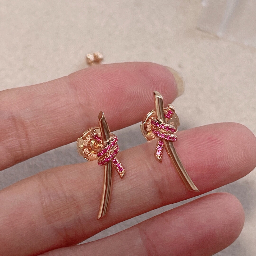 18K Tiffany & Co. Knot Pink Diamonds Earrings