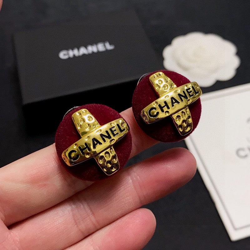 18K Chanel Red Yellow Gold Earrings