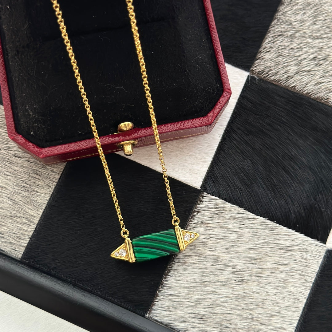 18K Cartier Les Berlingots De Malachite Necklace