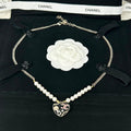 18K Chanel Pink & Black Heart Pearl Necklace