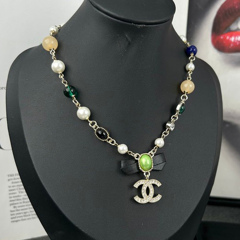 18K Chanel Crystal Bow Necklace