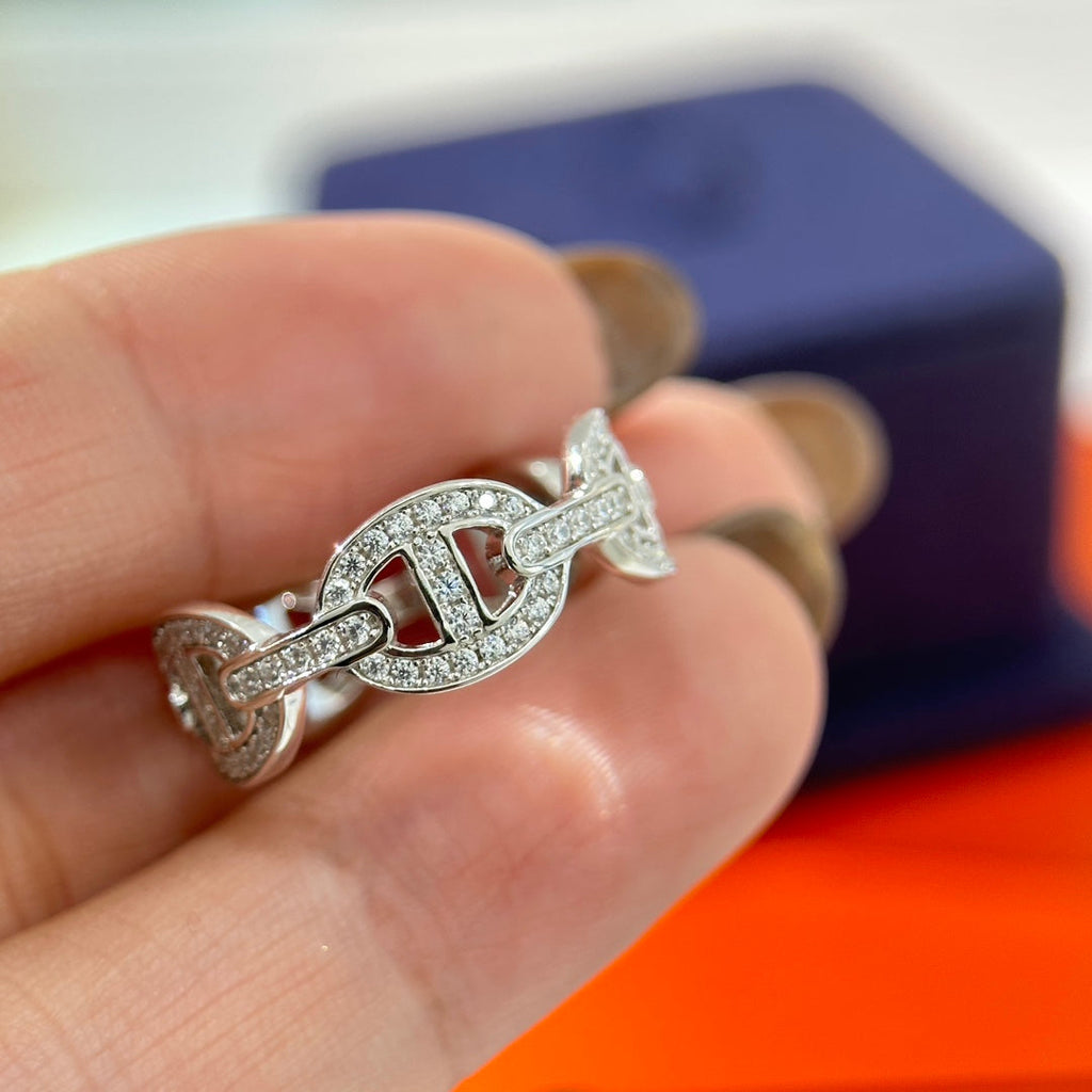 18K Chaine d'Ancre Enchainee Diamond Hermès Ring