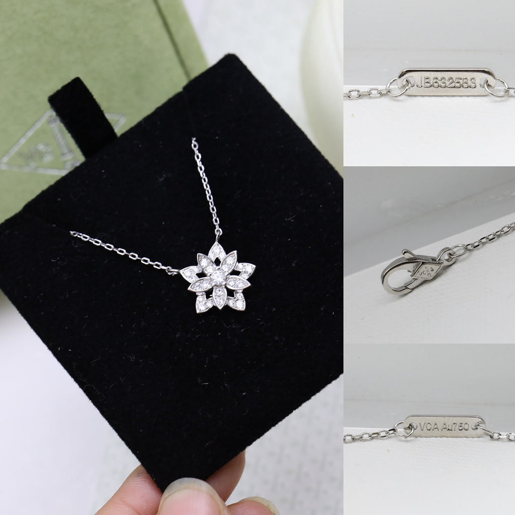 18K Van Cleef & Arpels Lotus Openwork Pendant Necklace