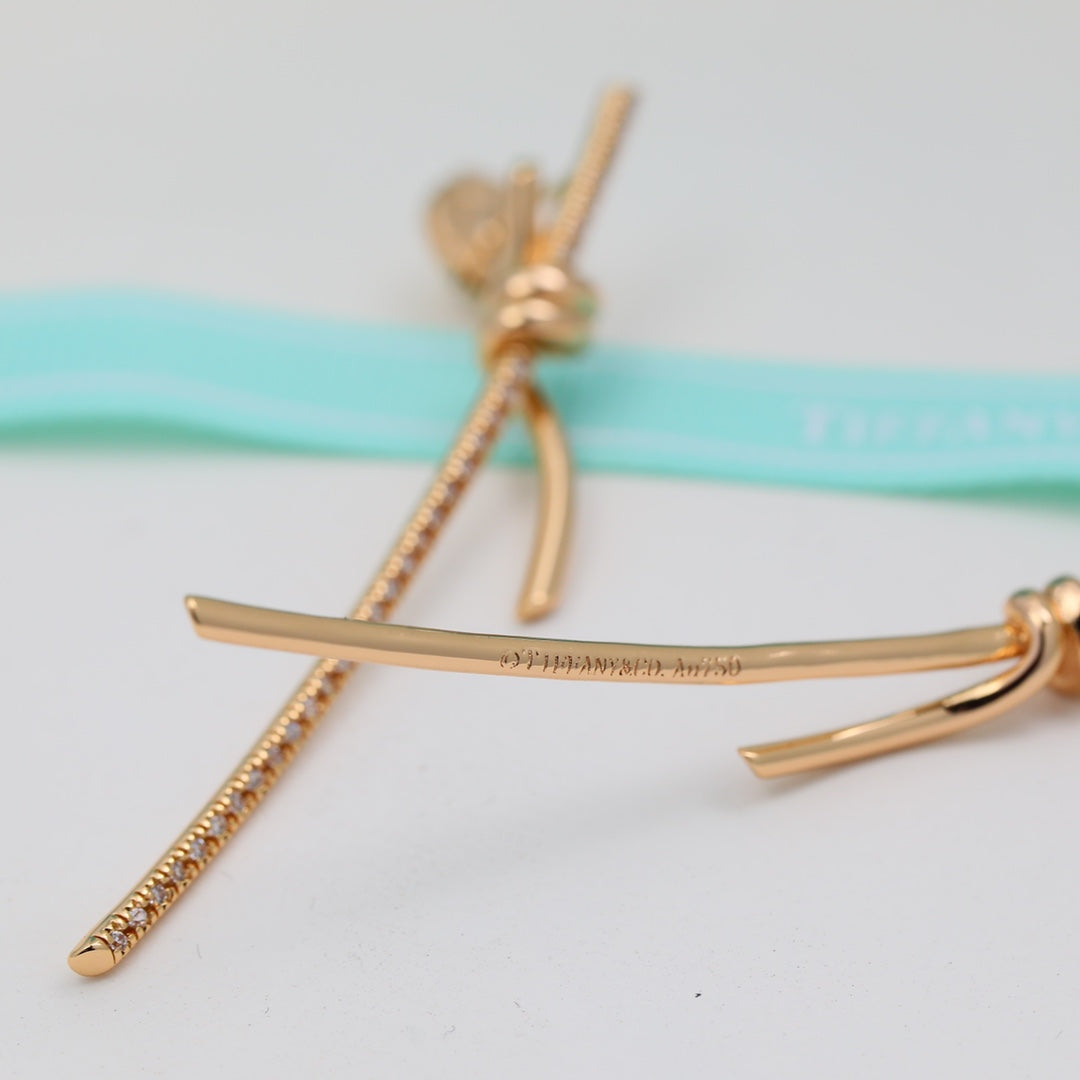 18K Tiffany & Co. Knot Drop Diamonds Earrings