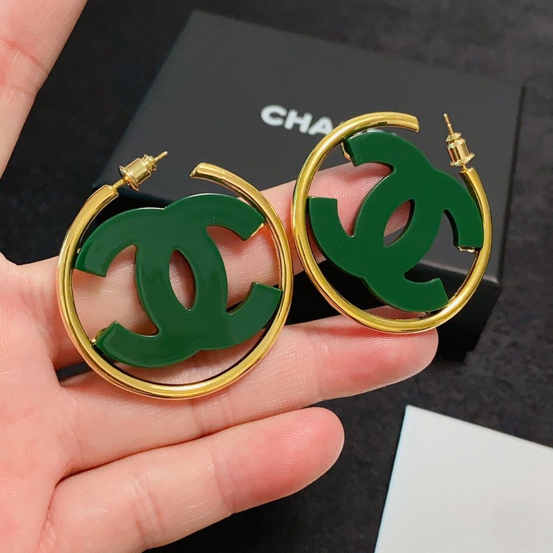 18K Chanel Color Logo Earrings