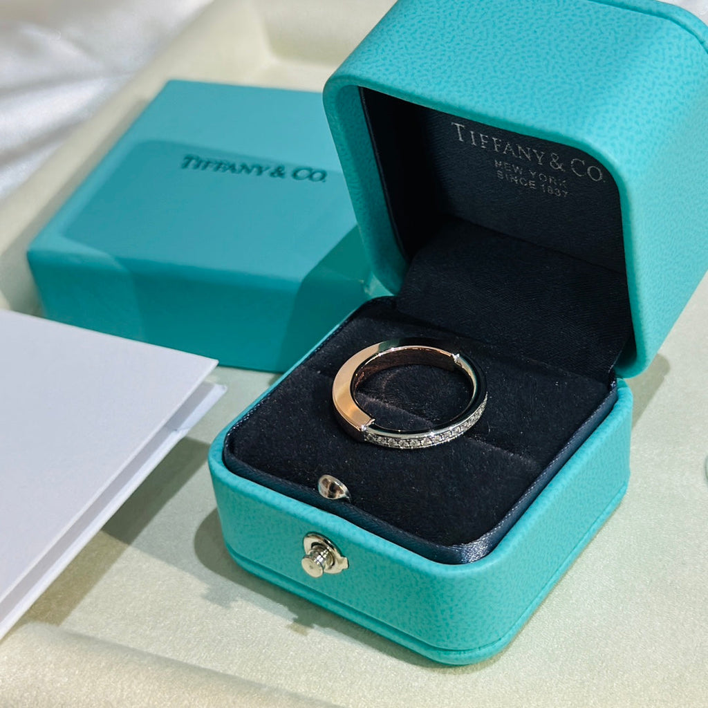 18K Tiffany & Co. Lock Diamond Rose Gold Ring