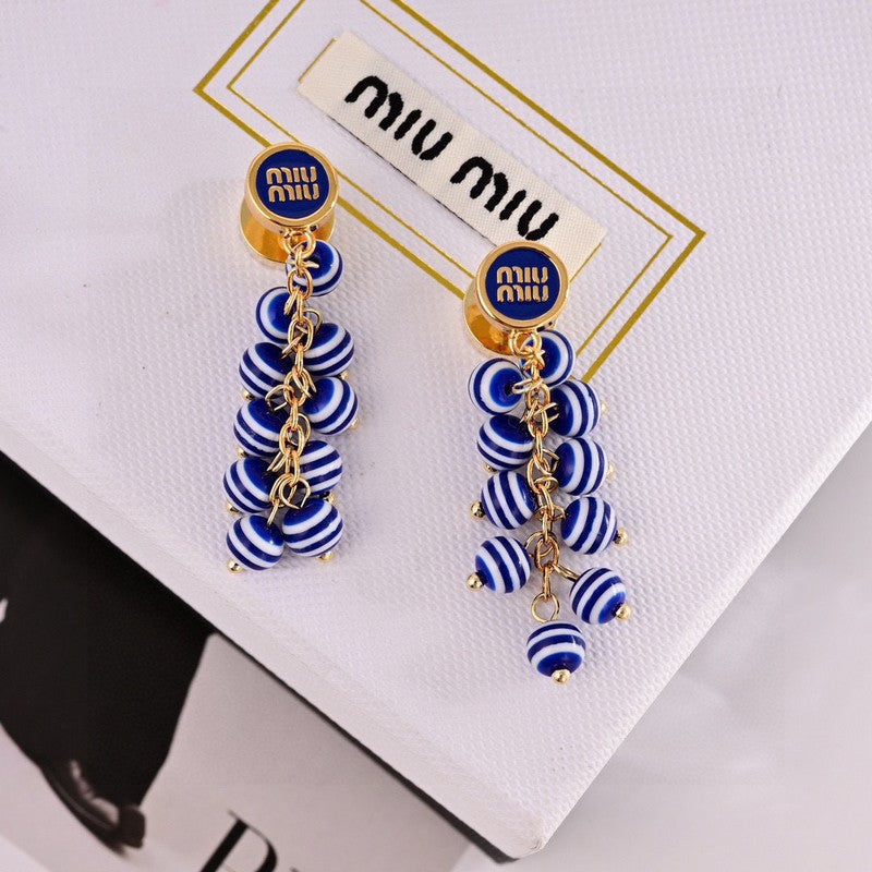 18K Miu Miu Blue & Pink Ball Earrings