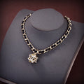 18K Chanel Leather Choker Necklace