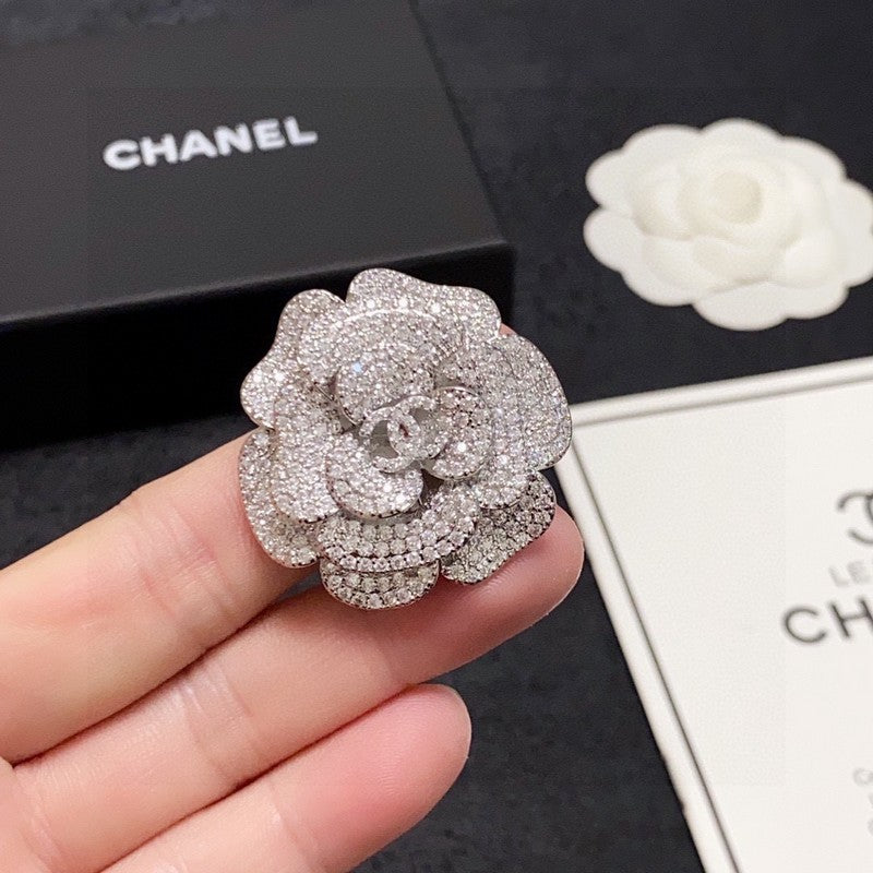 18K Chanel Full Diamond Camellia Brooch