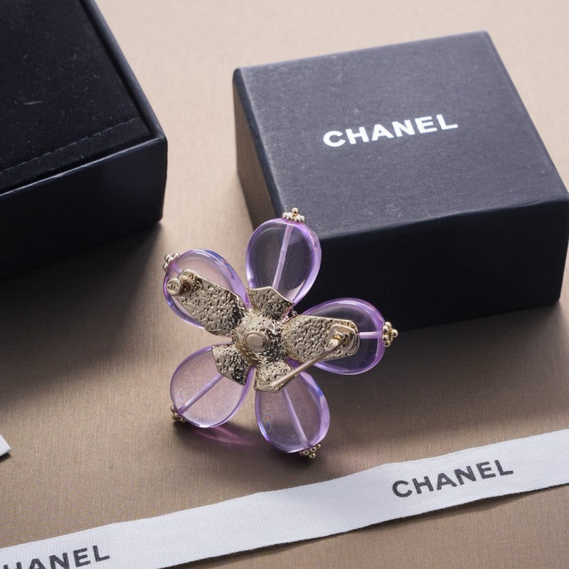 18K Chanel Pink & Purple Brooch